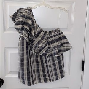 One shoulder stripped top
